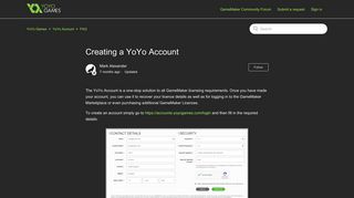 Creating a YoYo Account – YoYo Games