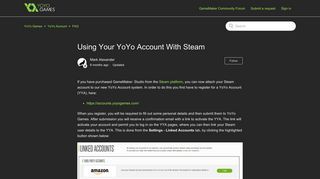 Using Your YoYo Account With Steam – YoYo Games