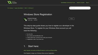 Windows Store Registration – YoYo Games