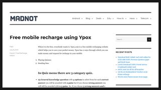 Free mobile recharge using Ypox – Madnot