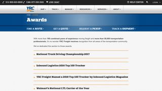 Awards & Recognition | YRC Freight - The Original LTL Carrier Since ...
