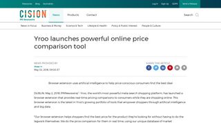 Yroo launches powerful online price comparison tool - PR Newswire