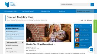Contact Mobility Plus - YRT
