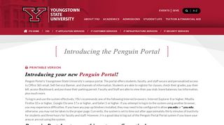 Introducing the Penguin Portal | Youngstown State University - YSU.edu