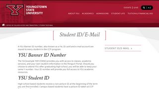 Student ID/E-Mail | YSU