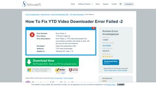 How To Fix YTD Video Downloader Error Failed -2 - Solvusoft