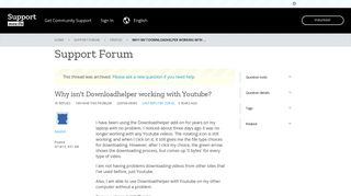 Why isn't Downloadhelper working with Youtube? | Firefox Support ...