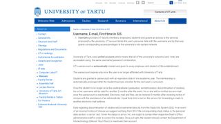 Username, E-mail, First time in SIS | University of Tartu