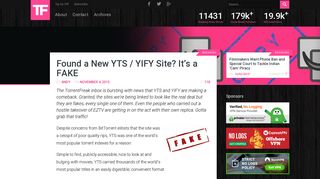 Found a New YTS / YIFY Site? It's a FAKE - TorrentFreak