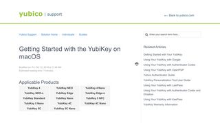Getting Started with the YubiKey on macOS : Yubico Support