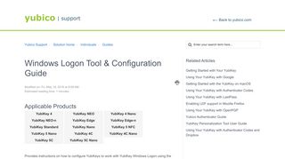 Windows Logon Tool & Configuration Guide : Yubico Support