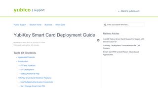 YubiKey Smart Card Deployment Guide : Yubico Support