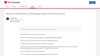 How To Submit Your Volunteer Hours on YU Connect - YU Connect