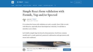 Simple React form validation with Formik, Yup and/or Spected - itnext