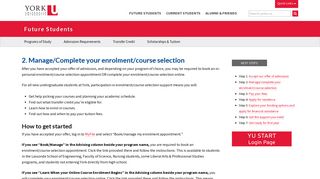 Enrolment/Course selection - Future Students - York University