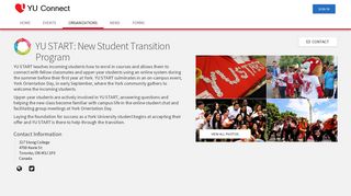 YU START: New Student Transition Program - YU Connect