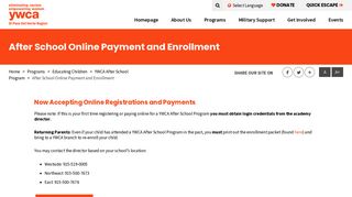 After School Online Payment and Enrollment - YWCA El Paso Del ...
