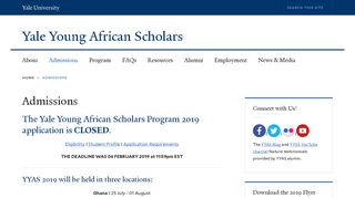 Admissions | Yale Young African Scholars