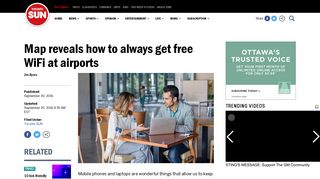 Map reveals how to always get free WiFi at airports | Toronto Sun