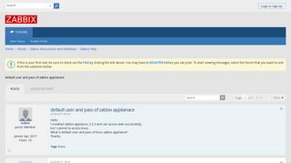 default user and pass of zabbix applianace - ZABBIX Forums