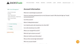Zacks Trade | Account Information FAQs