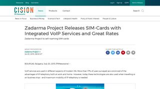 Zadarma Project Releases SIM-Cards with Integrated VoIP Services ...