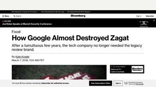 Here's How Google Almost Destroyed Zagat - Bloomberg
