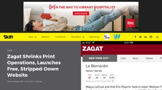 Zagat Shrinks Print Operations, Launches Free, Stripped-Down ... - Skift