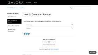 How to Create an Account - help topics - Zalora