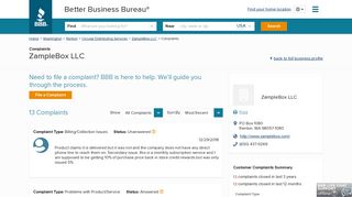 ZampleBox LLC | Complaints | Better Business Bureau® Profile