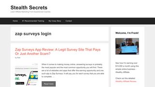 zap surveys login | | Stealth Secrets