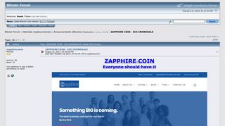 ZAPPHIRE COIN - ICO CROWDSALE - Bitcointalk
