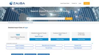 Import Data and Price of login | Zauba
