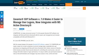 Zavanta® SOP Software v. 7.0 Makes it Easier to Manage ... - Benzinga