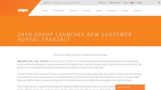 Zayo Group Launches New Customer Portal Tranzact | Zayo Group