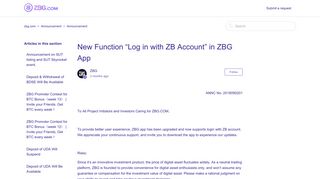 New Function “Log in with ZB Account” in ZBG App – zbg.com