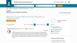 ZBiddy.com Online Auction | Complaints | Better Business Bureau ...