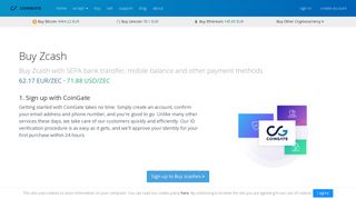 Buy Zcash using bank transfer and other options - CoinGate