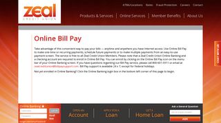 Online Bill Pay - Zeal Credit Union