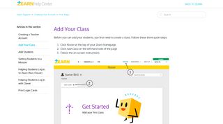Add Your Class – Zearn Support
