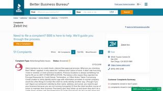 Zebit Inc | Complaints | Better Business Bureau® Profile