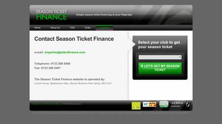 Contact Zebra Finance - Season Ticket Finance