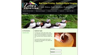 Zebra Printing : Customer Portal : Customer Login