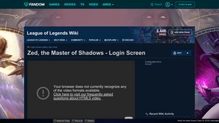 Video - Zed, the Master of Shadows - Login Screen | League of ...