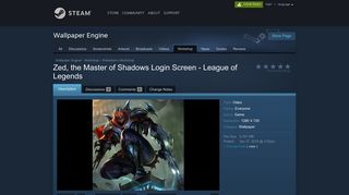 Steam Workshop :: Zed, the Master of Shadows Login Screen ...