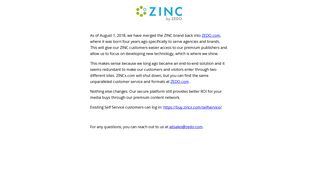 ZINCx.com - Shutdown