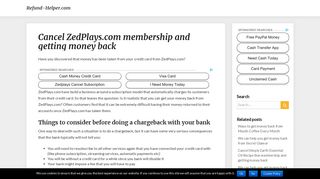 Cancel ZedPlays.com membership and getting money back - Refund ...
