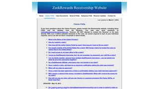 Claims FAQs - ZeekRewards Receivership Website