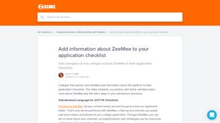 Add information about ZeeMee to your application checklist | ZeeMee ...