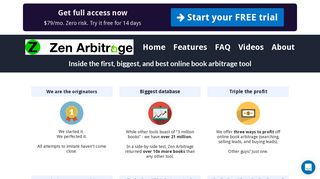 Features of Zen Arbitrage, online book arbitrage tool